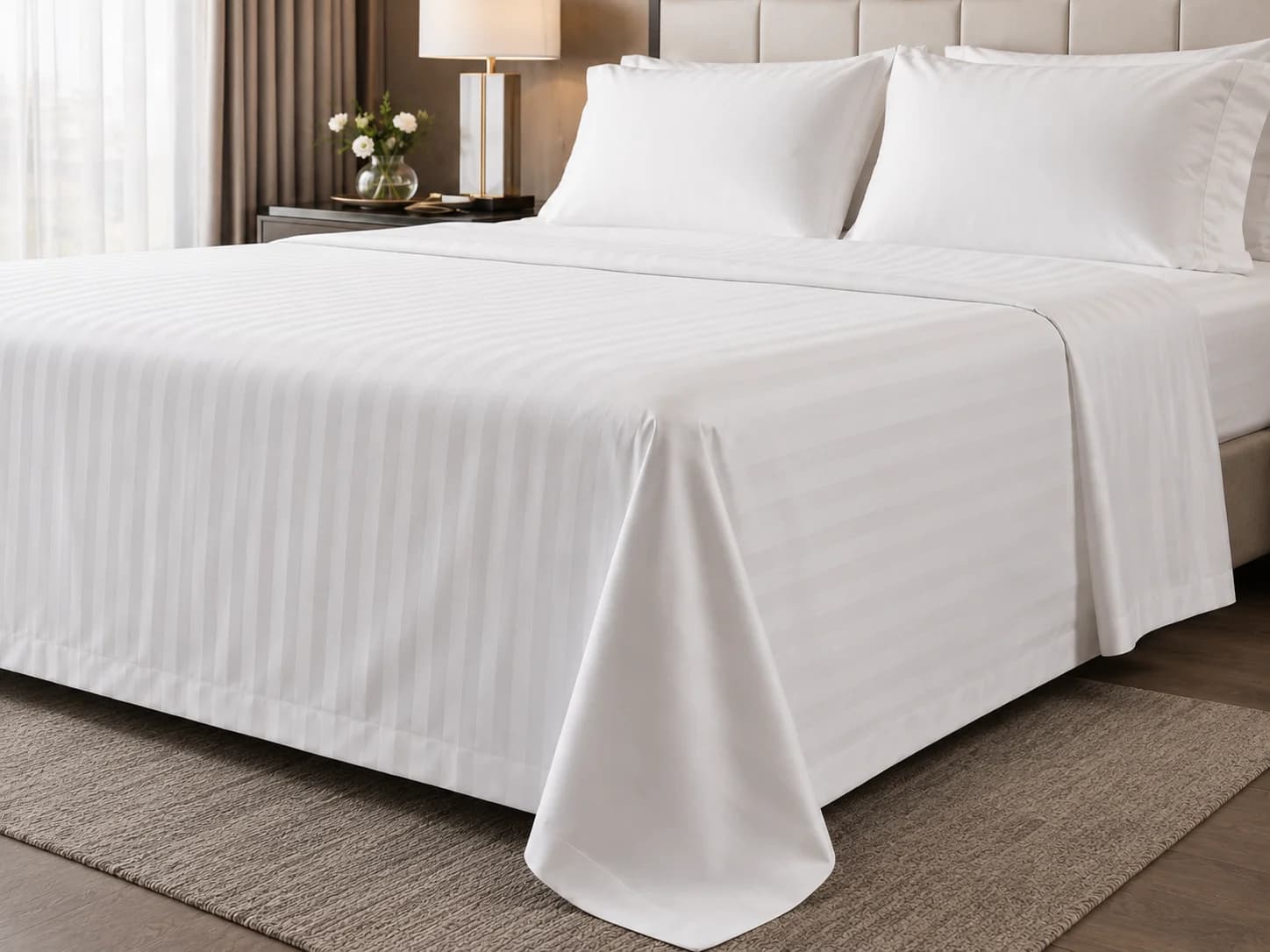 Satin Stripe Flat Sheet